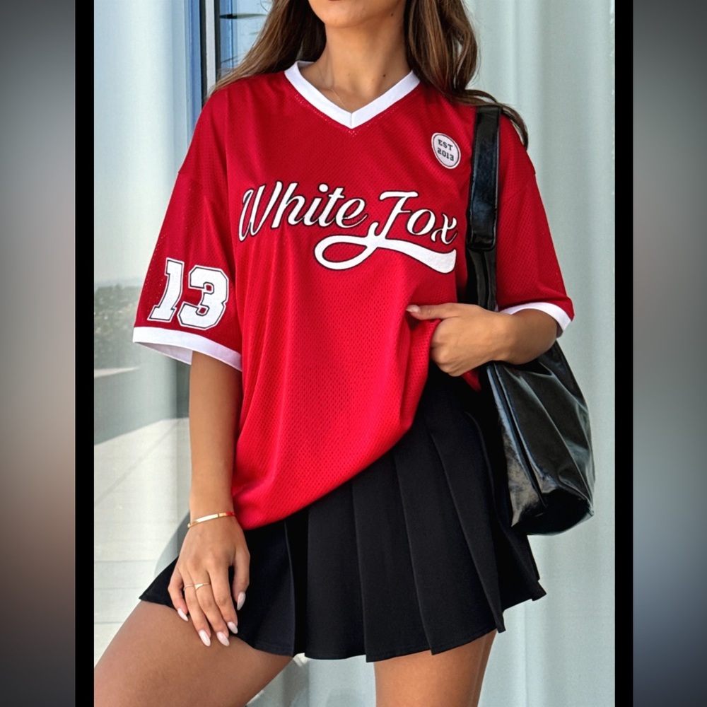 Red White Fox Jersey Top XS/S